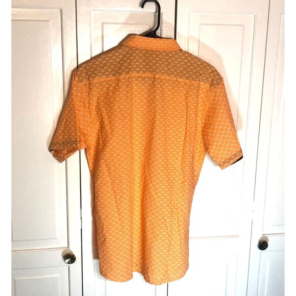 Day & Age Shirt Mens Large Short Sleeve Orange Diamond Geometric Button Down - Picture 5 of 5